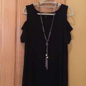 Black cold shoulder dress